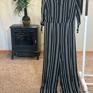 Zebra Striped Jumpsuit 3 Quarter Sleeves